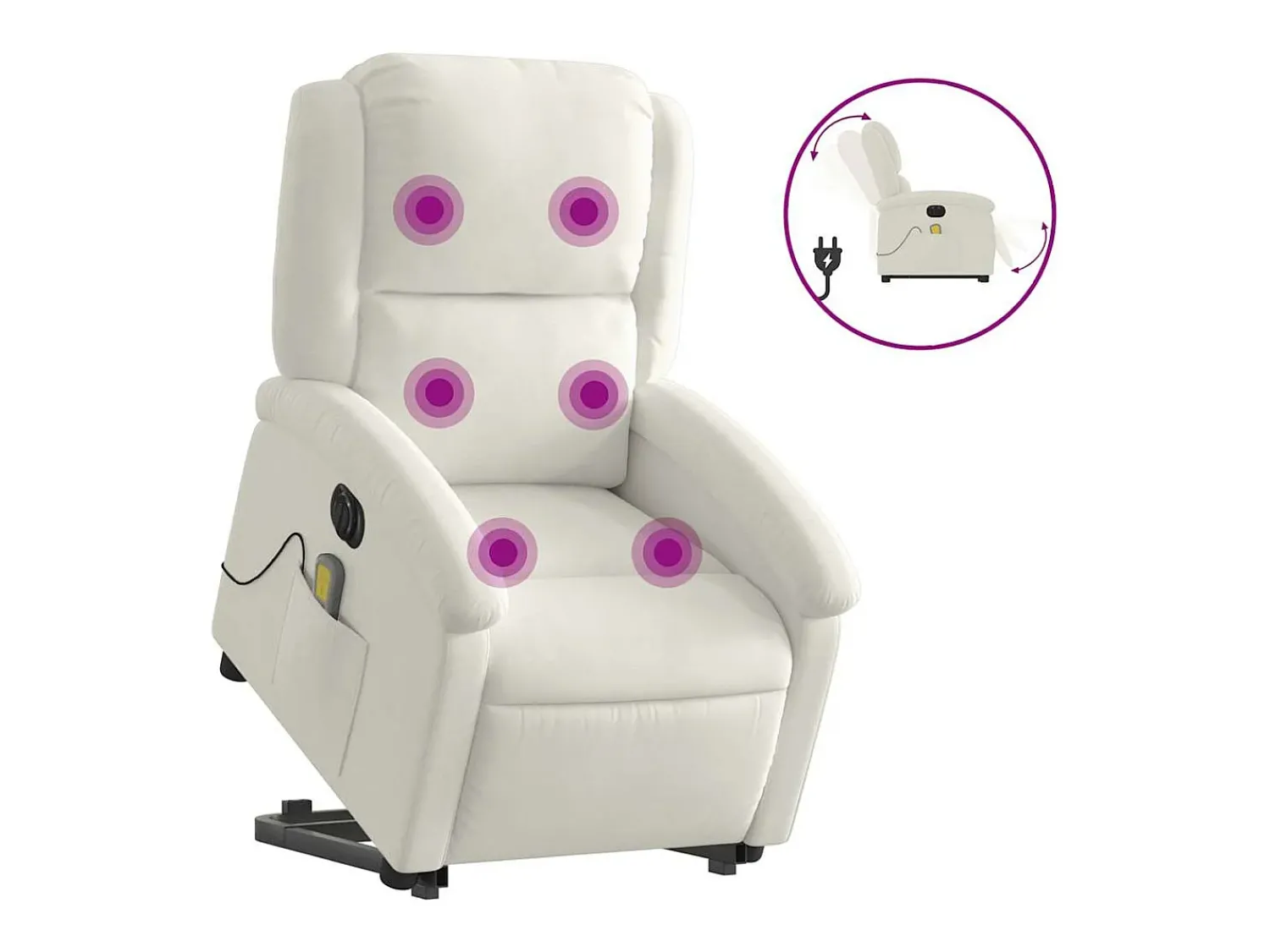 Poltrona*vidaxl Poltrona massagens reclinável elevatória elétrica veludo Creme