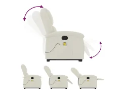 Poltrona*vidaxl Poltrona massagens reclinável elevatória elétrica veludo Creme
