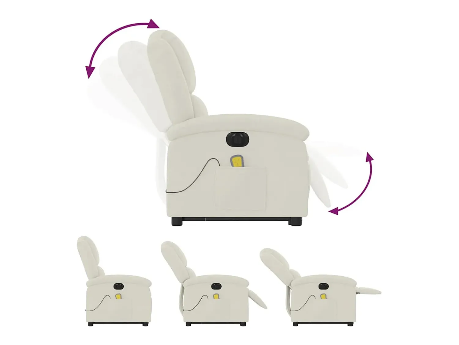 Poltrona*vidaxl Poltrona massagens reclinável elevatória elétrica veludo Creme
