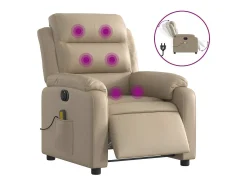 Poltrona*vidaxl Poltrona massagens reclinável elétrica couro artif. cappuccino Castanho