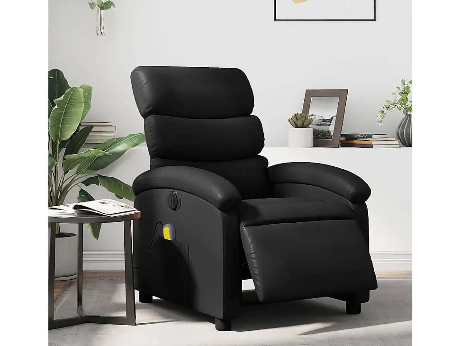 Poltrona* Poltrona massagens reclinável elétrica couro artificial SHL829703 Preto