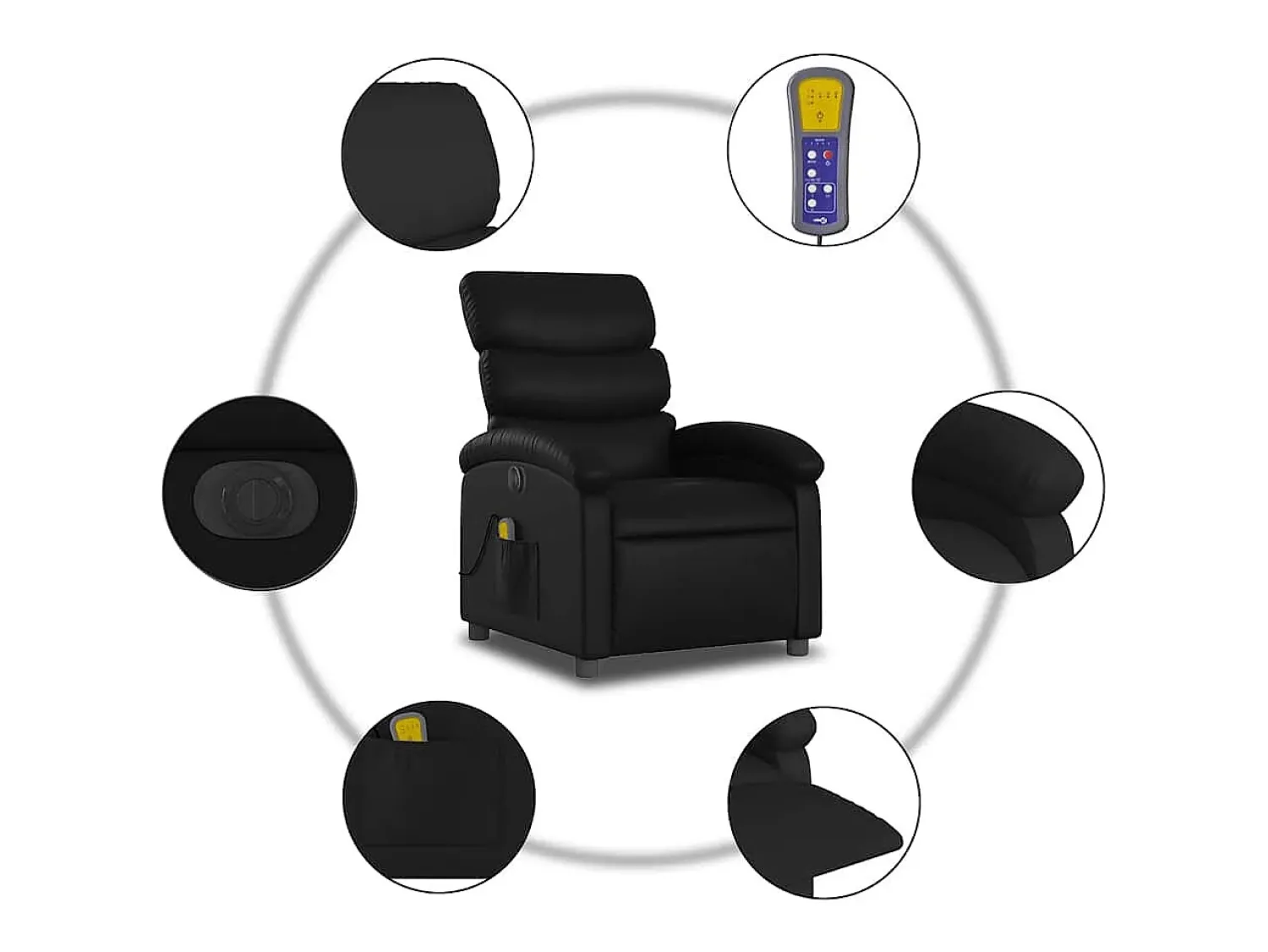 Poltrona* Poltrona massagens reclinável elétrica couro artificial SHL829703 Preto