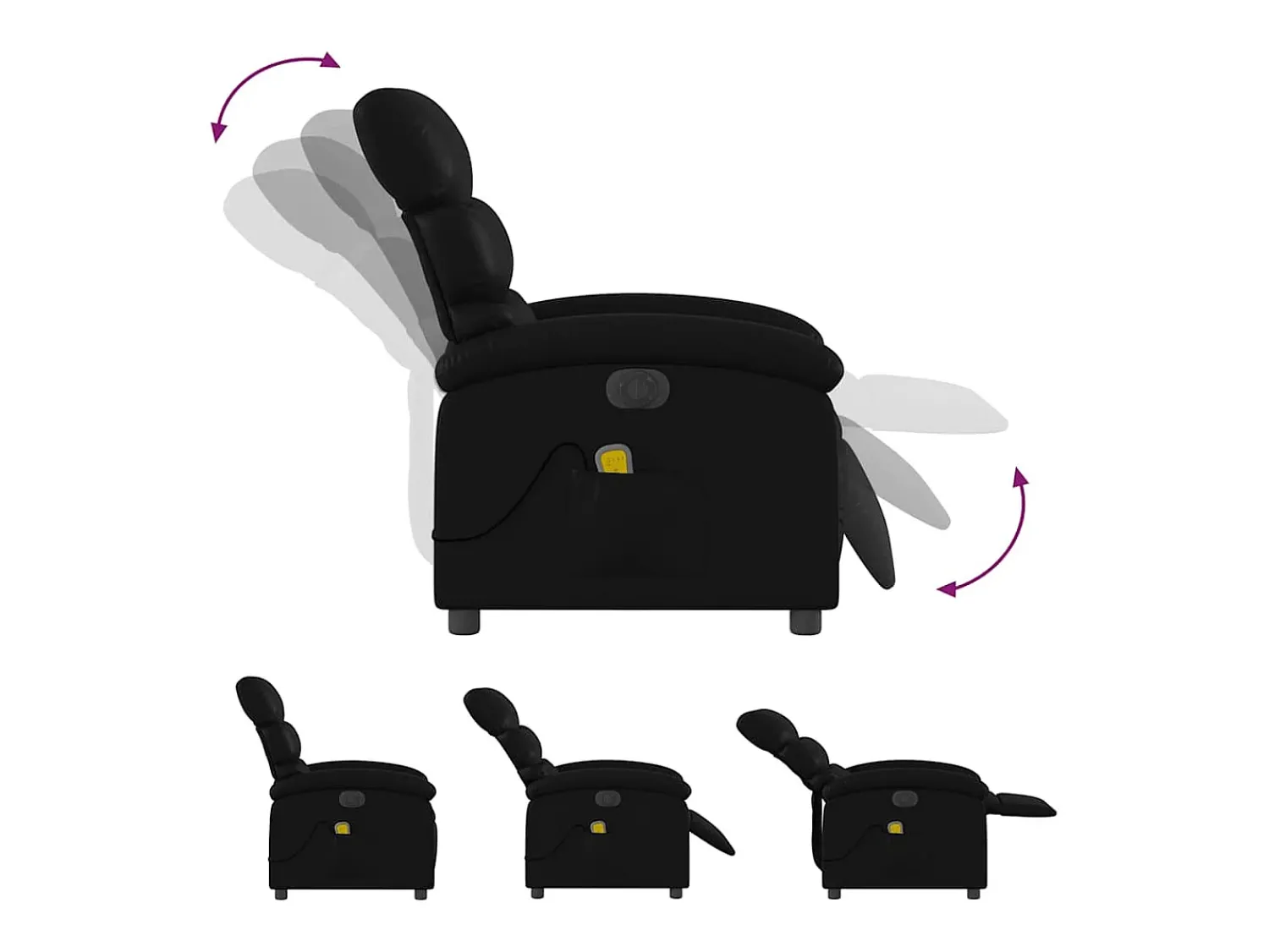 Poltrona* Poltrona massagens reclinável elétrica couro artificial SHL829703 Preto