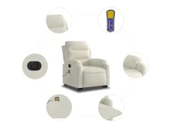 Online vidaxl Poltrona massagens reclinável elevatória elétrica veludo Creme