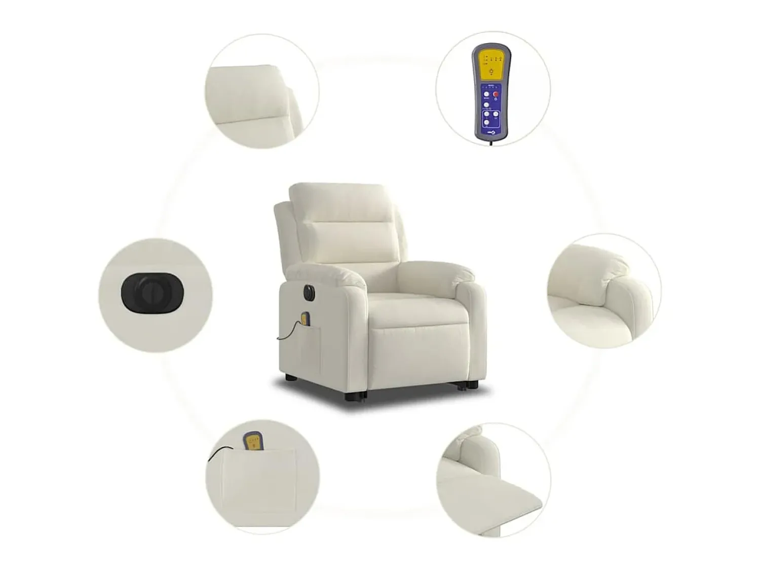 Online vidaxl Poltrona massagens reclinável elevatória elétrica veludo Creme