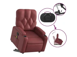 Poltrona| Poltrona massagens reclinável couro artificial tinto SHL194081 Vermelho