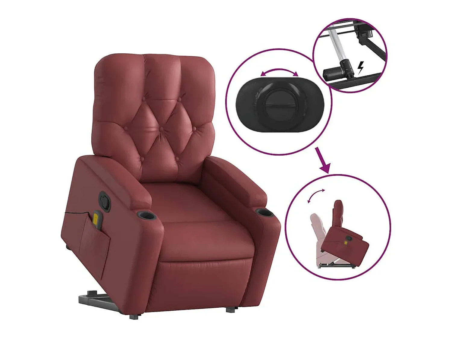 Poltrona| Poltrona massagens reclinável couro artificial tinto SHL194081 Vermelho