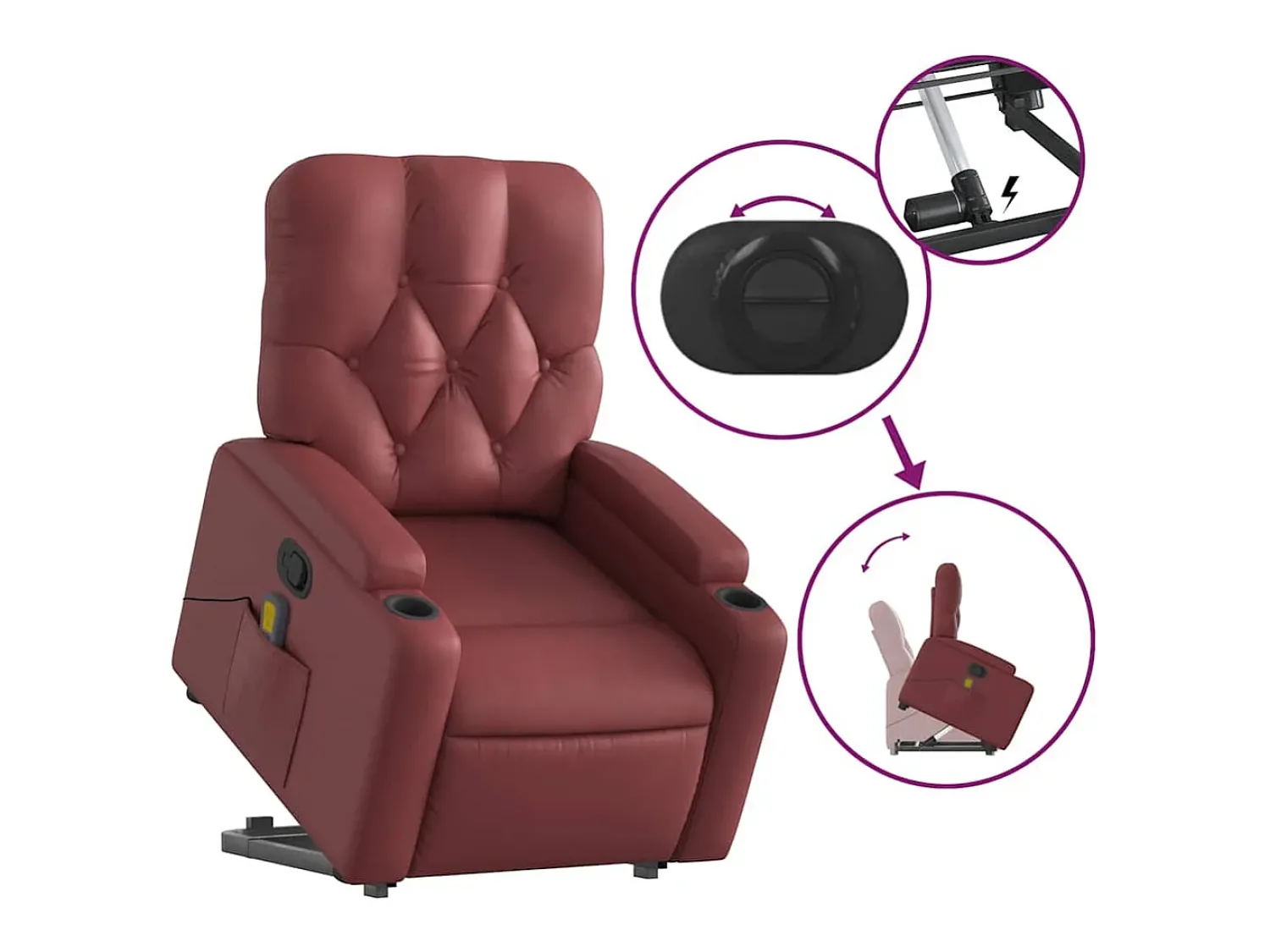 Poltrona| Poltrona massagens reclinável couro artificial tinto SHL194081 Vermelho