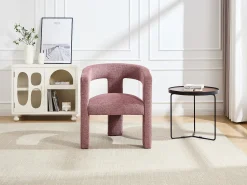 Vente-unique Poltrona moderna em tecido texturizado cor vermelho FAVINA Rosa