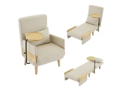 Poltrona|ModernLuxe Poltrona moderna 62x67x88 cm - Poltrona conversível 3 em 1 - Com função de cama - Poltrona dobrável estofada - Bege