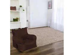 New Talamo Italia Poltrona Ossidiana, Assento almofadado, Sofá individual de sala, Cadeira com braços, Fabricado em Itália, 75x65 h70 cm, Castanho