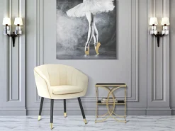 Online Poltrona Paris Creme/Dourado Cm 62X58X78 Bege