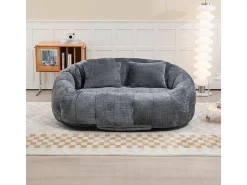 Online DripeX Poltrona Preguiçosa de Chenille - 2 Lugares - com 2 Almofadas - 62cm Profundidade do Assento - Carga Máx. 250kg - Cinza Cinzento