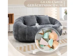 Online DripeX Poltrona Preguiçosa de Chenille - 2 Lugares - com 2 Almofadas - 62cm Profundidade do Assento - Carga Máx. 250kg - Cinza Cinzento