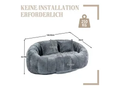 Online DripeX Poltrona Preguiçosa de Chenille - 2 Lugares - com 2 Almofadas - 62cm Profundidade do Assento - Carga Máx. 250kg - Cinza Cinzento