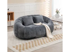 Online DripeX Poltrona Preguiçosa de Chenille - 2 Lugares - com 2 Almofadas - 62cm Profundidade do Assento - Carga Máx. 250kg - Cinza Cinzento