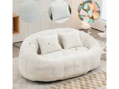 Sofá|DripeX Poltrona Preguiçosa de Chenille - 2 Lugares - com 2 Almofadas - 62cm Profundidade do Assento - Carga Máx. 250kg - Bege