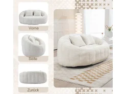 Sofá|DripeX Poltrona Preguiçosa de Chenille - 2 Lugares - com 2 Almofadas - 62cm Profundidade do Assento - Carga Máx. 250kg - Bege