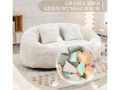 Sofá|DripeX Poltrona Preguiçosa de Chenille - 2 Lugares - com 2 Almofadas - 62cm Profundidade do Assento - Carga Máx. 250kg - Bege