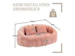 Sofá|DripeX Poltrona Preguiçosa de Chenille - 2 Lugares - com 2 Almofadas - 62cm Profundidade do Assento - Carga Máx. 250kg - Rosa