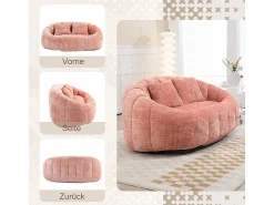 Sofá|DripeX Poltrona Preguiçosa de Chenille - 2 Lugares - com 2 Almofadas - 62cm Profundidade do Assento - Carga Máx. 250kg - Rosa