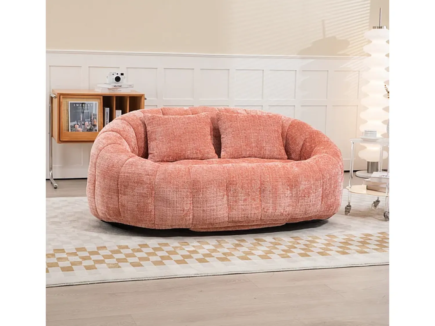 Sofá|DripeX Poltrona Preguiçosa de Chenille - 2 Lugares - com 2 Almofadas - 62cm Profundidade do Assento - Carga Máx. 250kg - Rosa