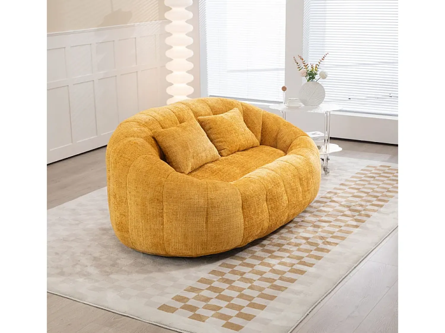 DripeX Poltrona Preguiçosa de Chenille - 2 Lugares - com 2 Almofadas - 62cm Profundidade do Assento - Carga Máx. 250kg -^ Sofá