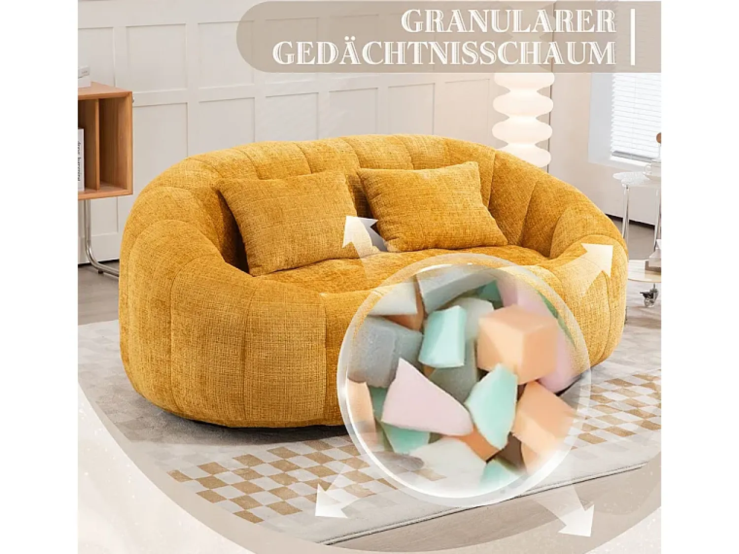DripeX Poltrona Preguiçosa de Chenille - 2 Lugares - com 2 Almofadas - 62cm Profundidade do Assento - Carga Máx. 250kg -^ Sofá