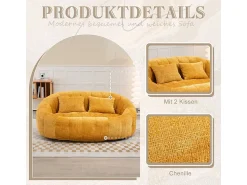 DripeX Poltrona Preguiçosa de Chenille - 2 Lugares - com 2 Almofadas - 62cm Profundidade do Assento - Carga Máx. 250kg -^ Sofá