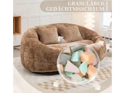 Sofá*DripeX Poltrona Preguiçosa de Chenille - 2 Lugares - com 2 Almofadas - 62cm Profundidade do Assento - Carga Máx. 250kg - Marrom Castanho