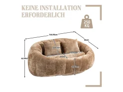 Sofá*DripeX Poltrona Preguiçosa de Chenille - 2 Lugares - com 2 Almofadas - 62cm Profundidade do Assento - Carga Máx. 250kg - Marrom Castanho