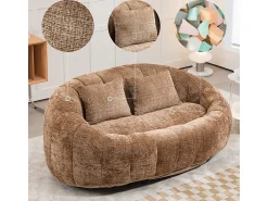 Sofá*DripeX Poltrona Preguiçosa de Chenille - 2 Lugares - com 2 Almofadas - 62cm Profundidade do Assento - Carga Máx. 250kg - Marrom Castanho