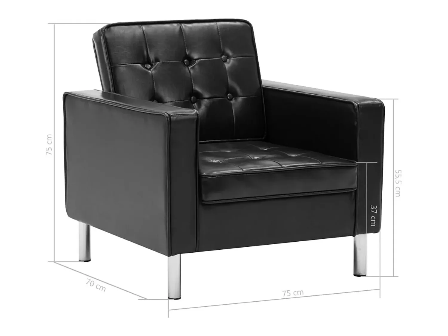 Poltrona* Poltrona preta 75x70x75 cm couro sintético SHL789203 Preto