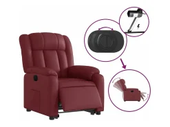 Poltrona reclin. elevatória elétrica couro artif -tinto PT299696^ Poltrona