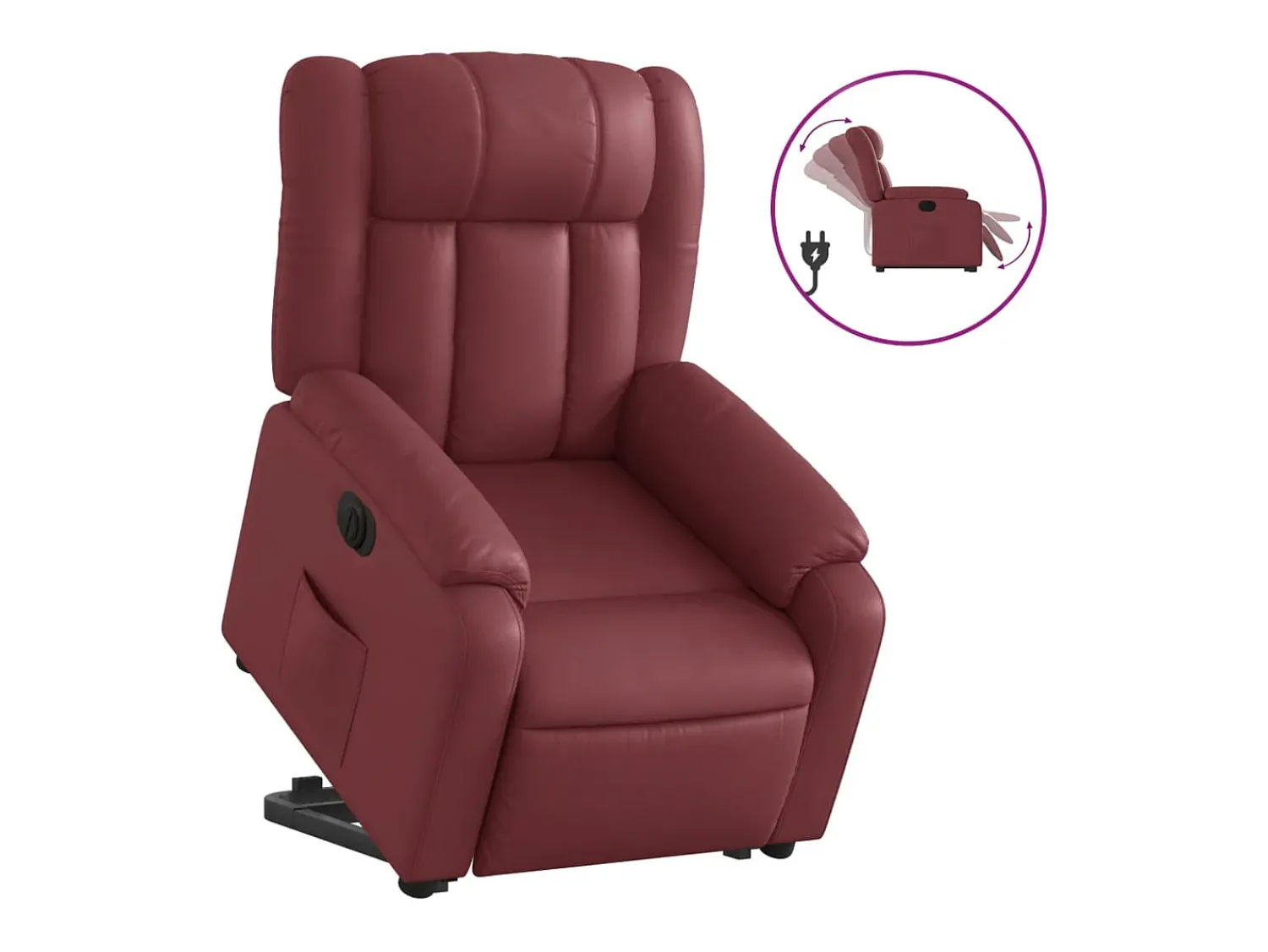 Poltrona reclin. elevatória elétrica couro artif -tinto PT299696^ Poltrona