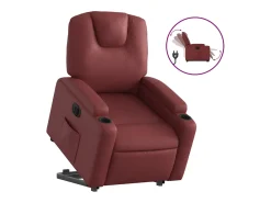 New Poltrona reclin. elevatória elétrica couro artif -tinto PT594888 Vermelho