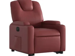 New Poltrona reclin. elevatória elétrica couro artif -tinto PT594888 Vermelho