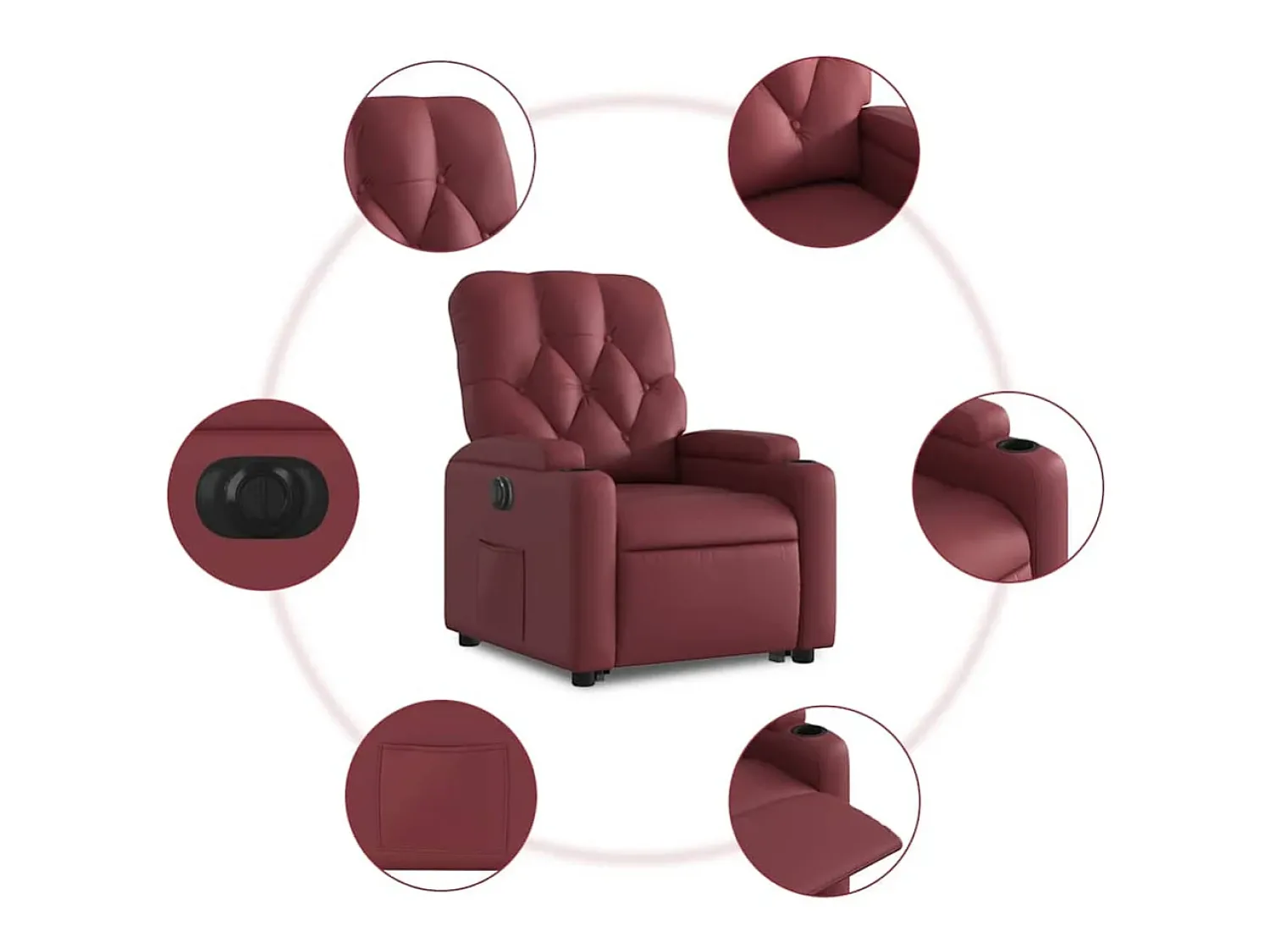 Poltrona reclin. elevatória elétrica couro artif -tinto SHL366106^ Poltrona