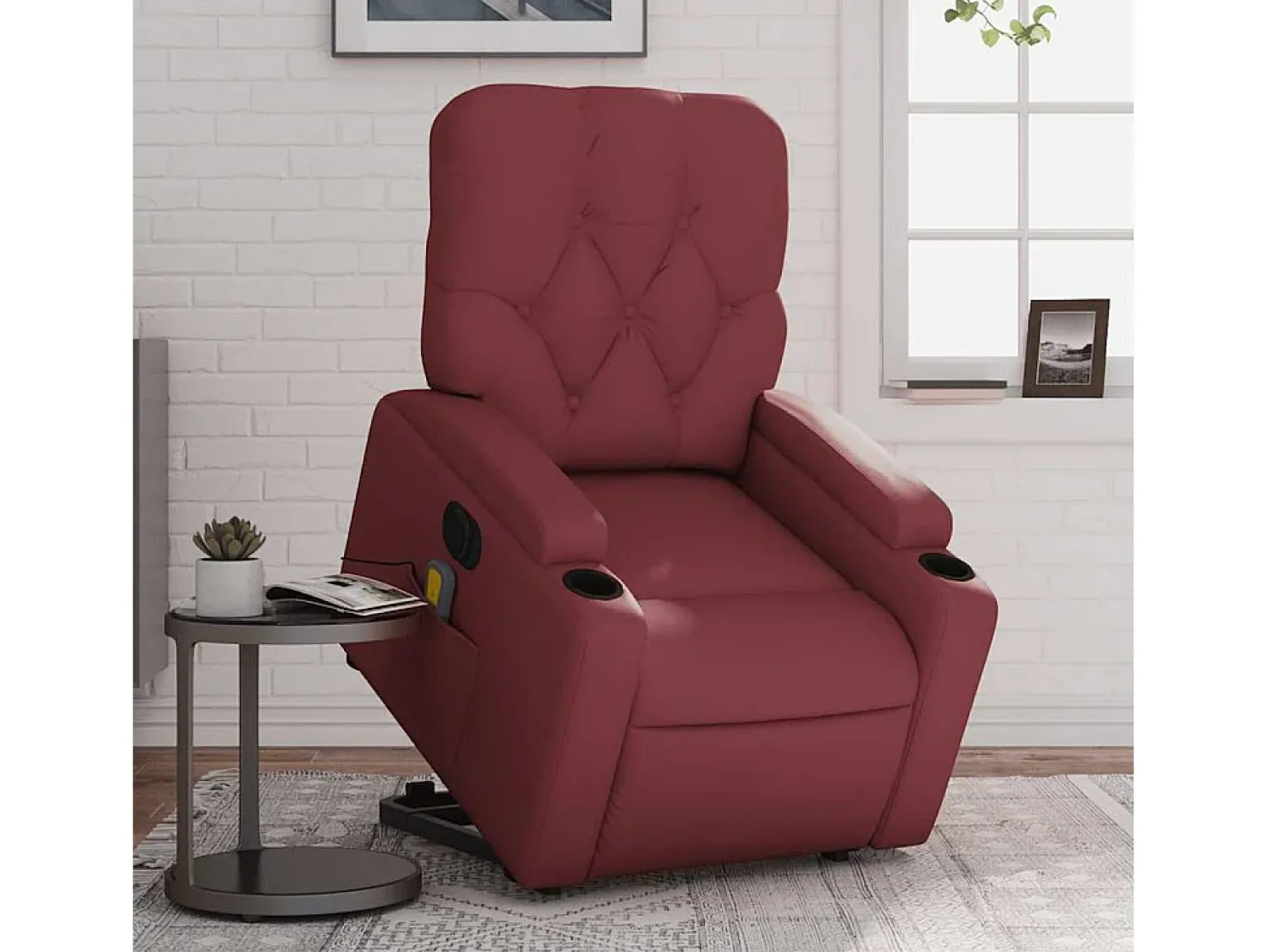 Poltrona reclin. elevatória elétrica couro artif -tinto SHL713038^ Poltrona