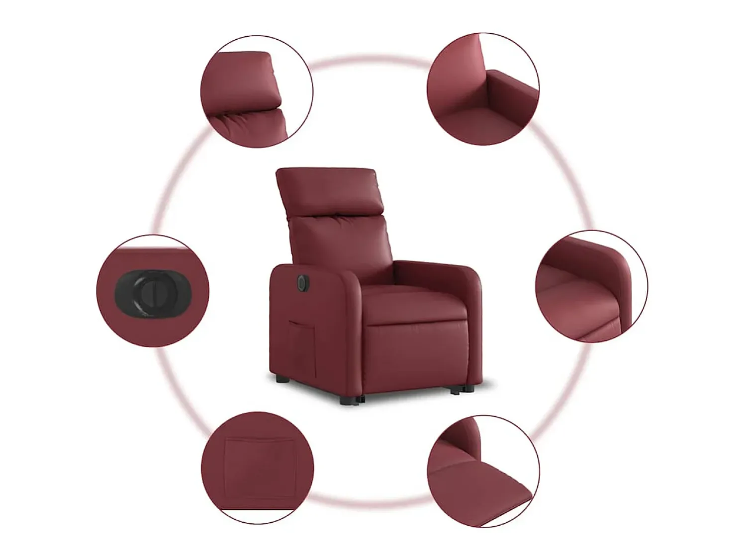 Poltrona reclin. elevatória elétrica couro artif -tinto SHL723625^ Poltrona
