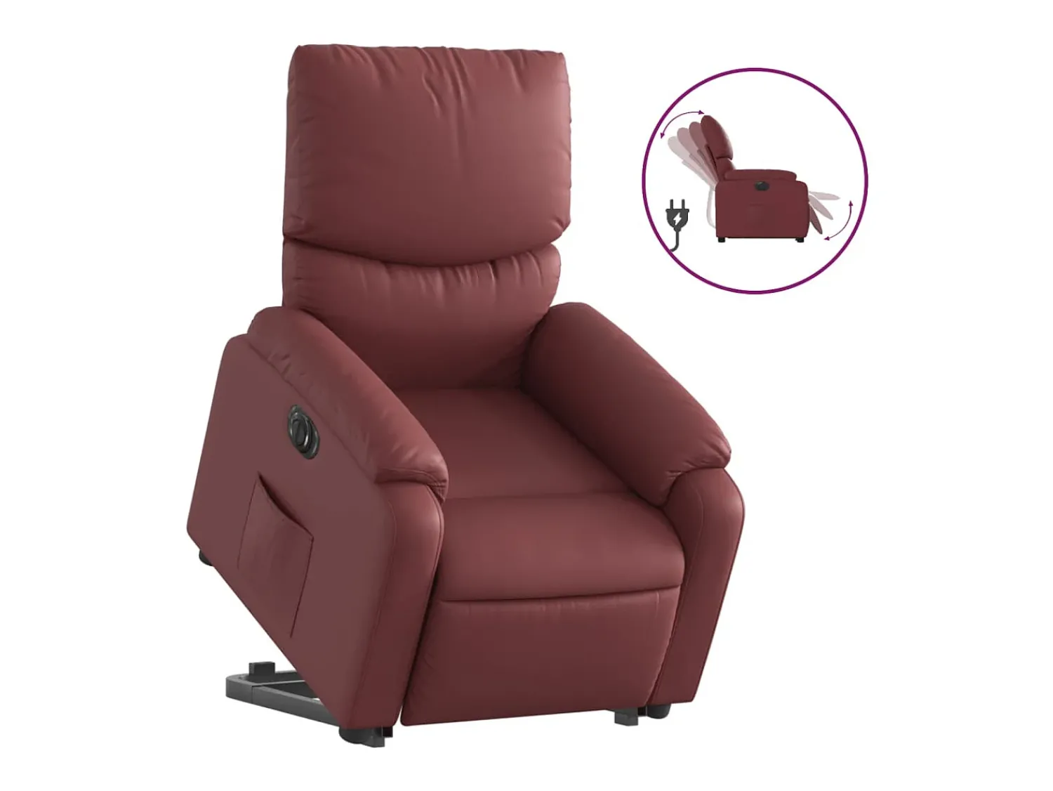 Poltrona reclin. elevatória elétrica couro artif -tinto PT409148 Vermelho