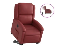 Poltrona|vidaxl Poltrona reclin. elevatória elétrica couro artif -tinto Vermelho