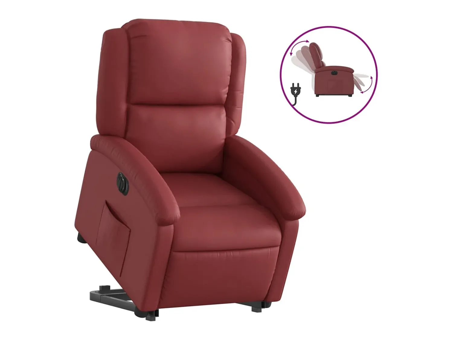 Poltrona|vidaxl Poltrona reclin. elevatória elétrica couro artif -tinto Vermelho