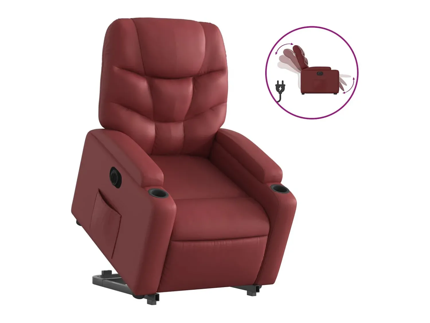 Poltrona* Poltrona reclin. elevatória elétrica couro artif -tinto PT896932 Vermelho