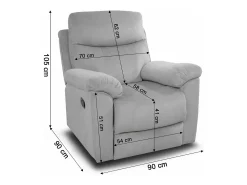 Sofá*Saldosystocks Poltrona Reclinavel Manual Texas, Sofá de 1 lugar, Cinza Cinzento