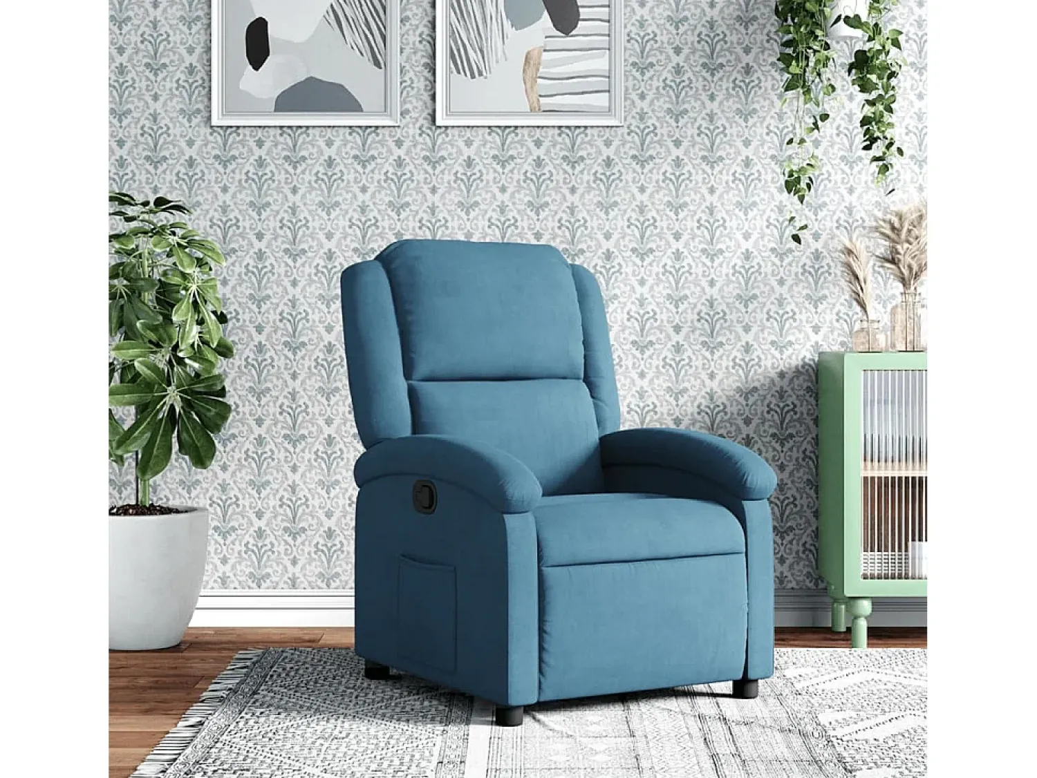 Poltrona| Poltrona Reclinável | Poltrona Confortável Relax veludo SHL290870 Azul