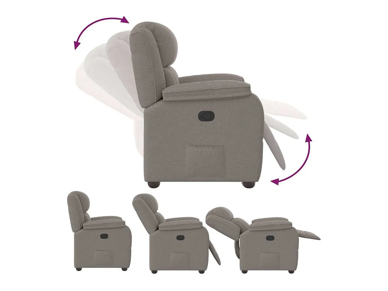 Poltrona* Poltrona Reclinável | Poltrona Confortável Relax tecido cinzento-acastanhado SHL296488 Taupe