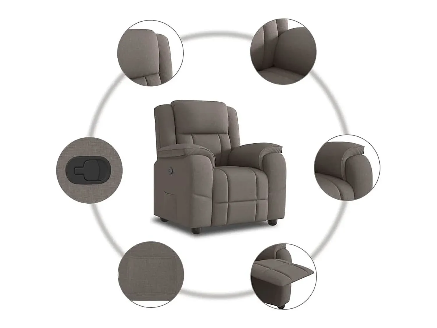 Poltrona* Poltrona Reclinável | Poltrona Confortável Relax tecido cinzento-acastanhado SHL296488 Taupe