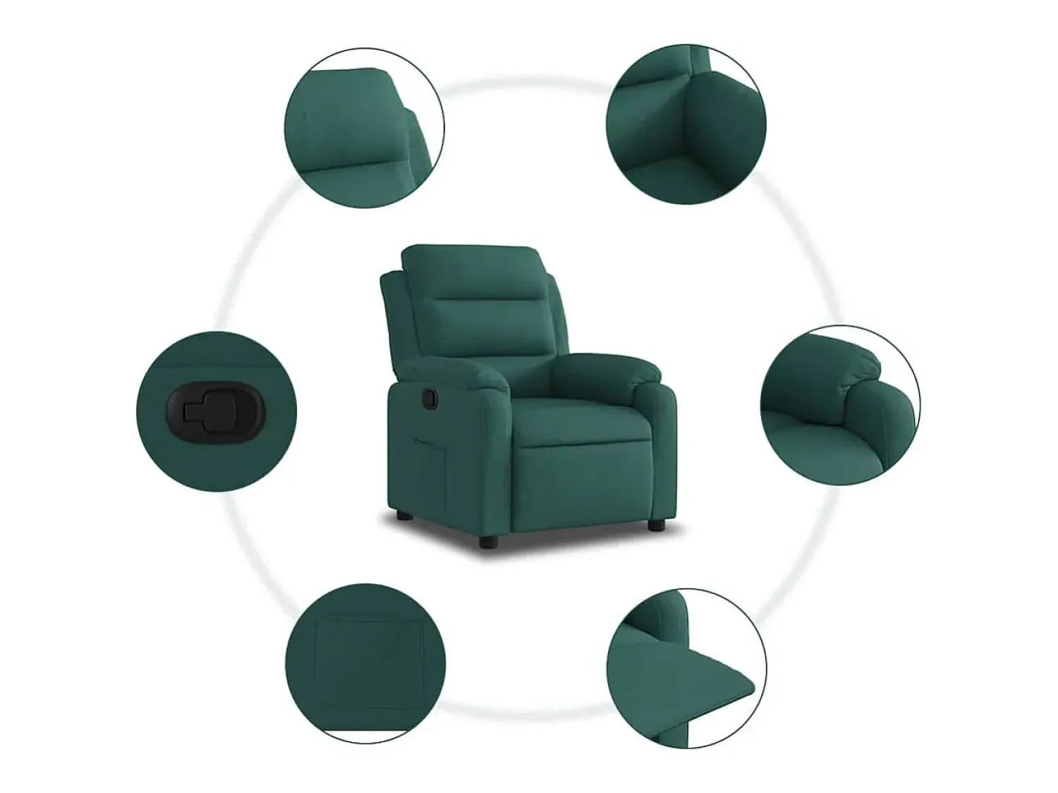 Poltrona Reclinável | Poltrona Confortável Relax tecido verde-escuro SHL212955 Verde pinho