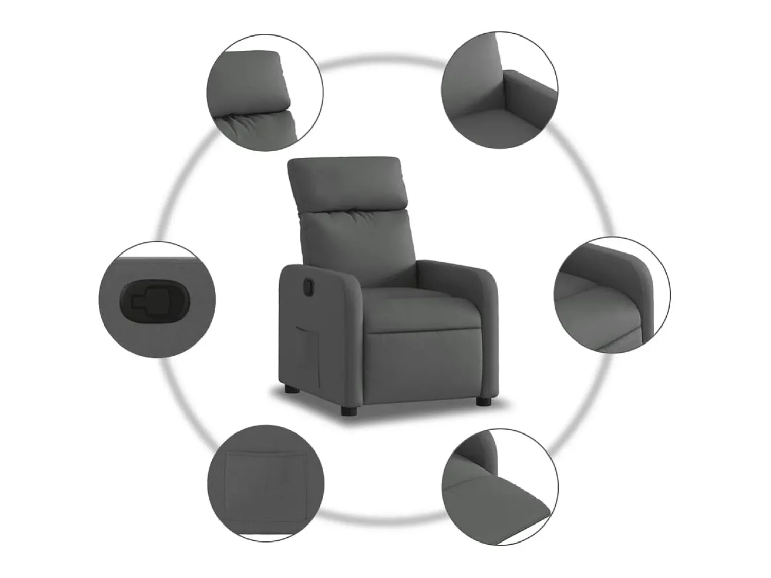Poltrona Reclinável | Poltrona Confortável Relax tecido cinzento-escuro SHL432164^ Poltrona